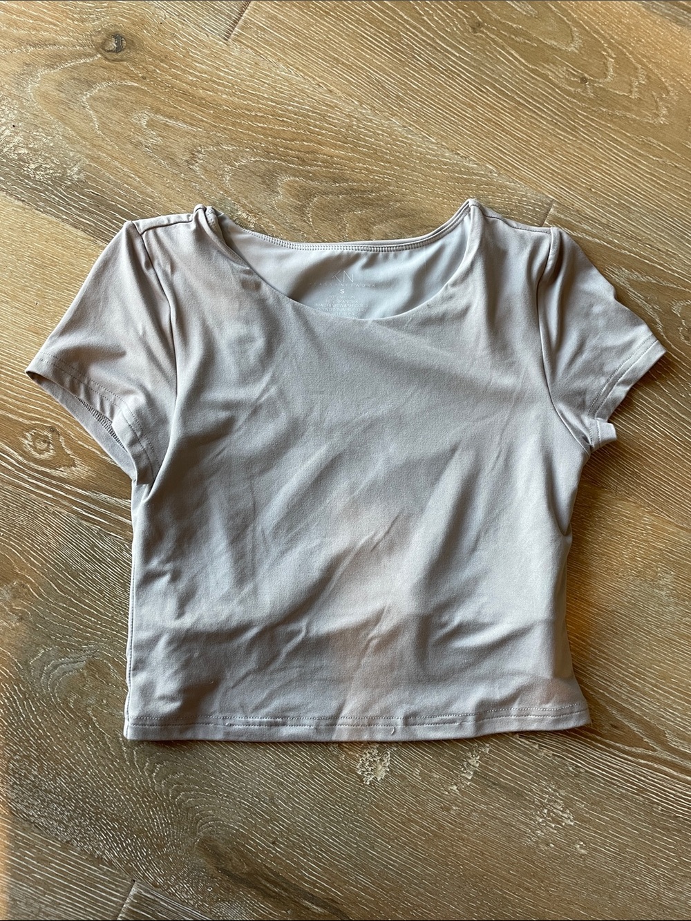 Klassy Network Women's Short Sleeve Crop Top in Light Beige - Classic Casual